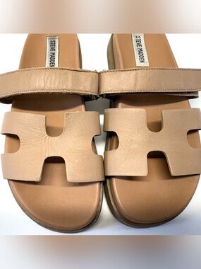 Steve Madden Tan Leather Slide Sandals Size 7